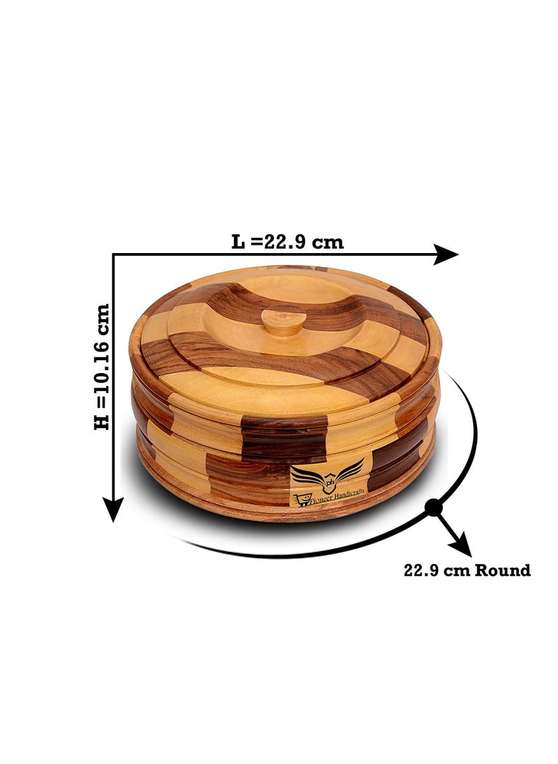 Pioneer Handicrafts Wooden Casserole Chapati Box Chapati Box for Kitchen Hotpot Roti Box Casserole for Kitchen Serving Casserole Set Hotpot for Chapati Brown Tableware Serveware
