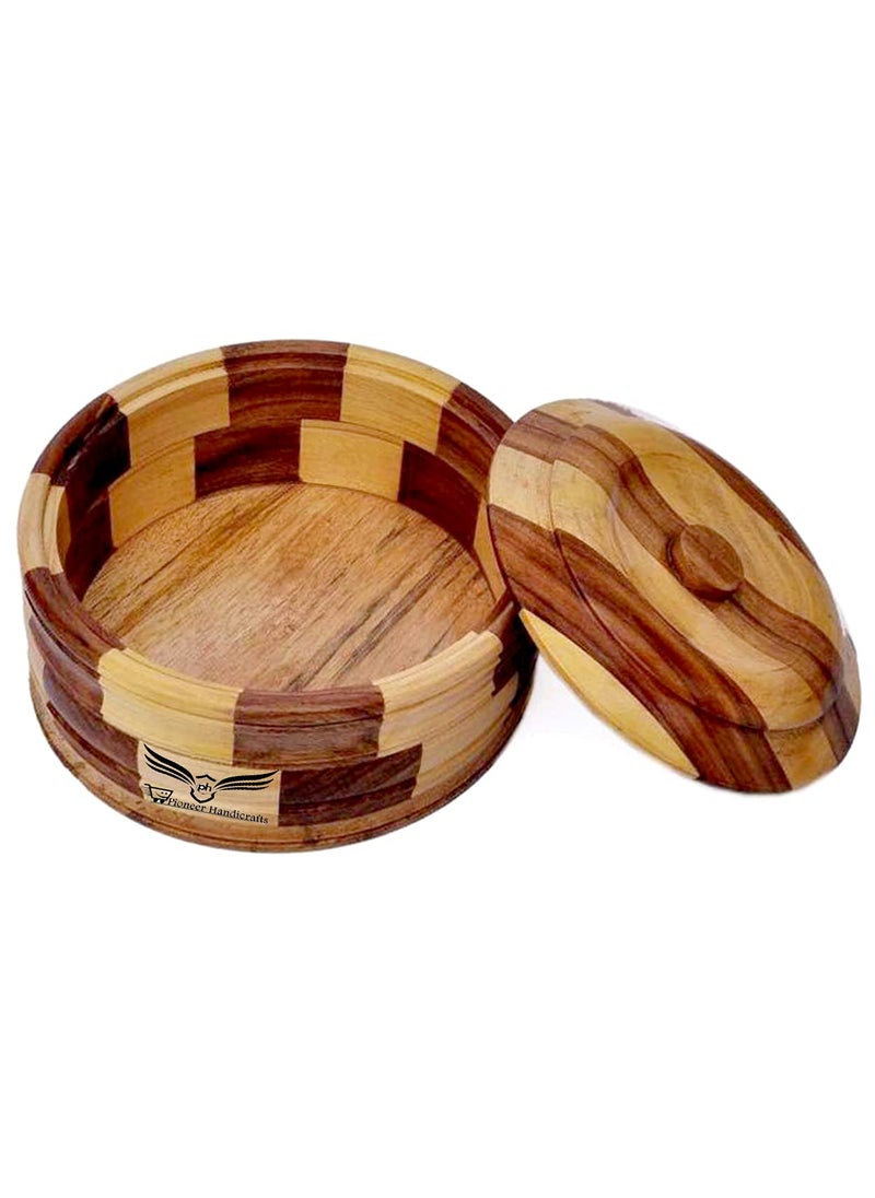 Pioneer Handicrafts Wooden Casserole Chapati Box Chapati Box for Kitchen Hotpot Roti Box Casserole for Kitchen Serving Casserole Set Hotpot for Chapati Brown Tableware Serveware