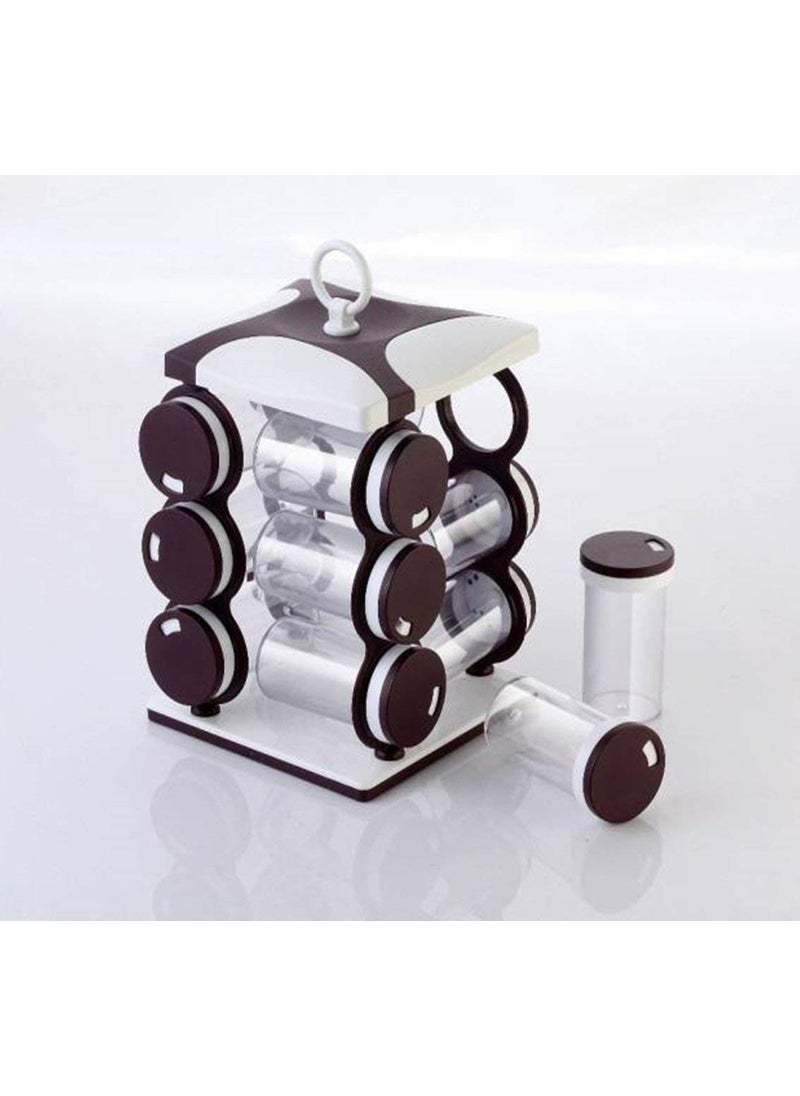 Dhyani E Store 12 In 1 Revolving Masala Spice Rack For KitchenAssorted Colour