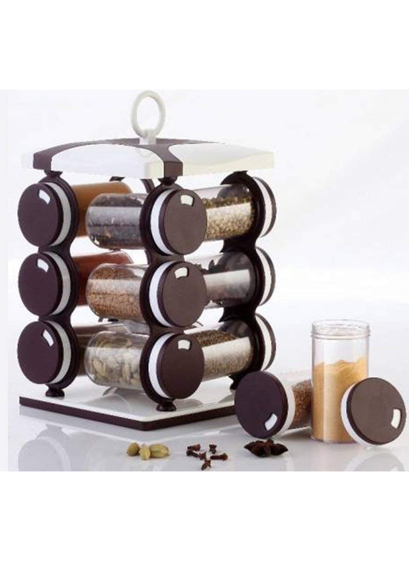 Dhyani E Store 12 In 1 Revolving Masala Spice Rack For KitchenAssorted Colour