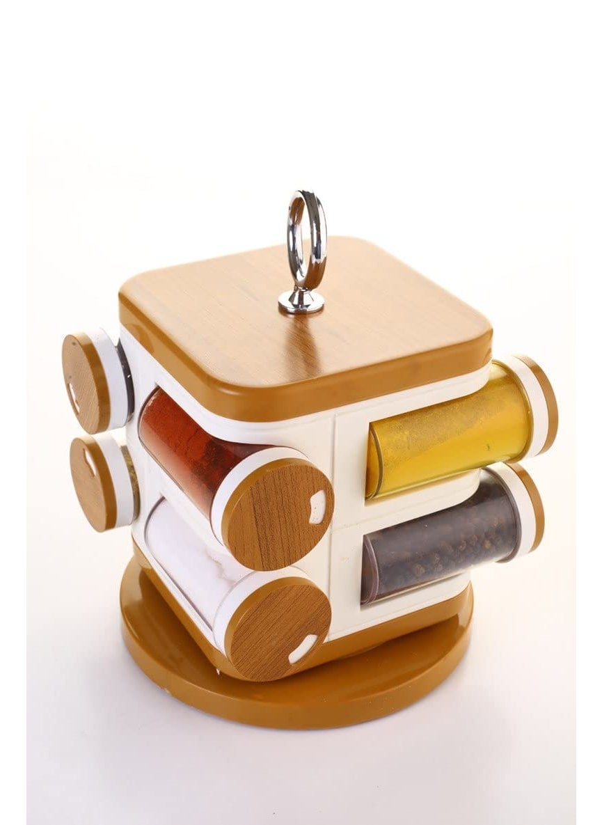 MM KART 360 Degree Revolving Plastic Pieces Spices RackHolder Set Multipurpose Revolving Spice Rack Spice Jars Storing SpicesCountertop Spice Organizer 8 PCS Spice Rack