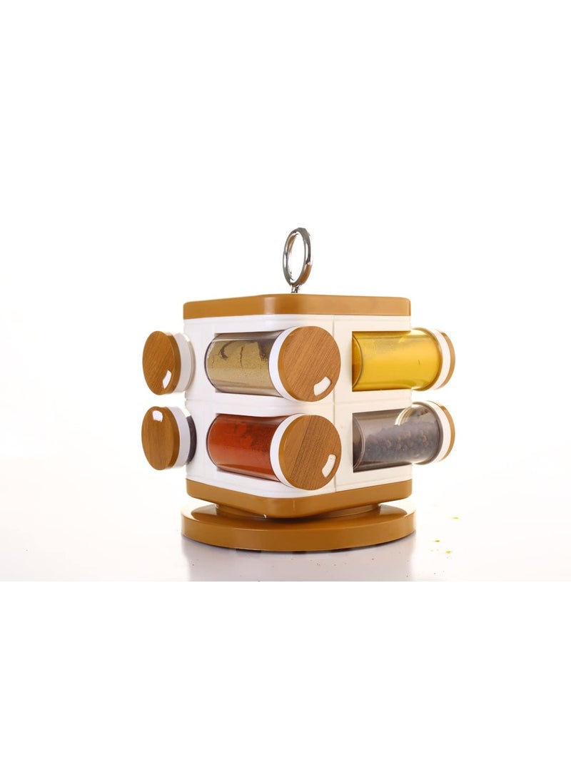 MM KART 360 Degree Revolving Plastic Pieces Spices RackHolder Set Multipurpose Revolving Spice Rack Spice Jars Storing SpicesCountertop Spice Organizer 8 PCS Spice Rack
