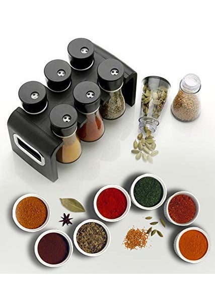Foscadit Multipurpose Spice Rack 6 in 1 Masala Rack Condiment Set Kitchen Store to Herbs Condiments Salt Pepper 6 pcs set