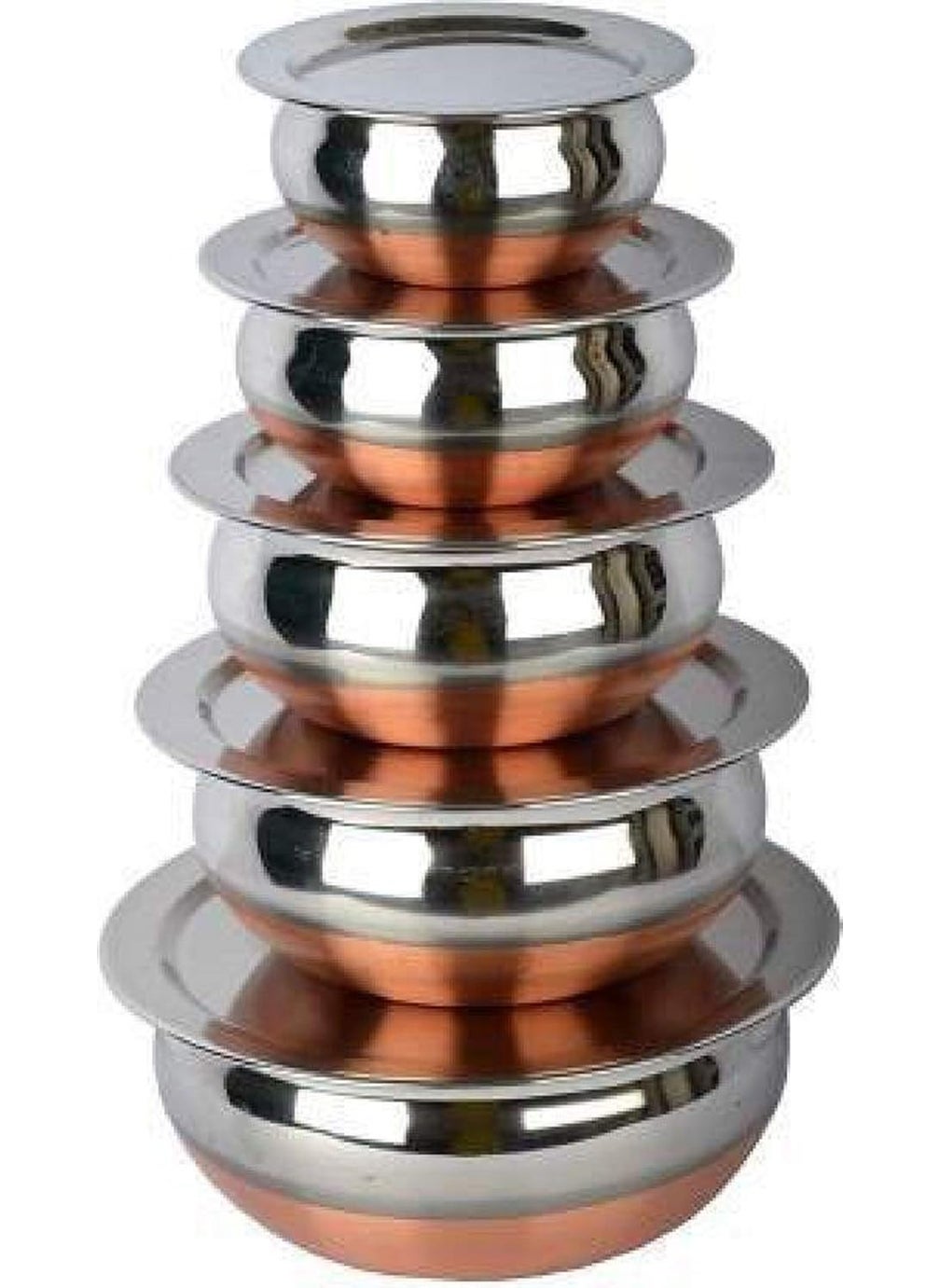 Nelix Stainless Steel Handi Set with Lid 500ml 800ml 1000ml 1200ml 1500ml 5 Pieces Silver