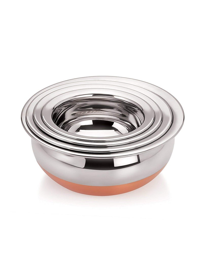 Nelix Stainless Steel Handi Set with Lid 500ml 800ml 1000ml 1200ml 1500ml 5 Pieces Silver