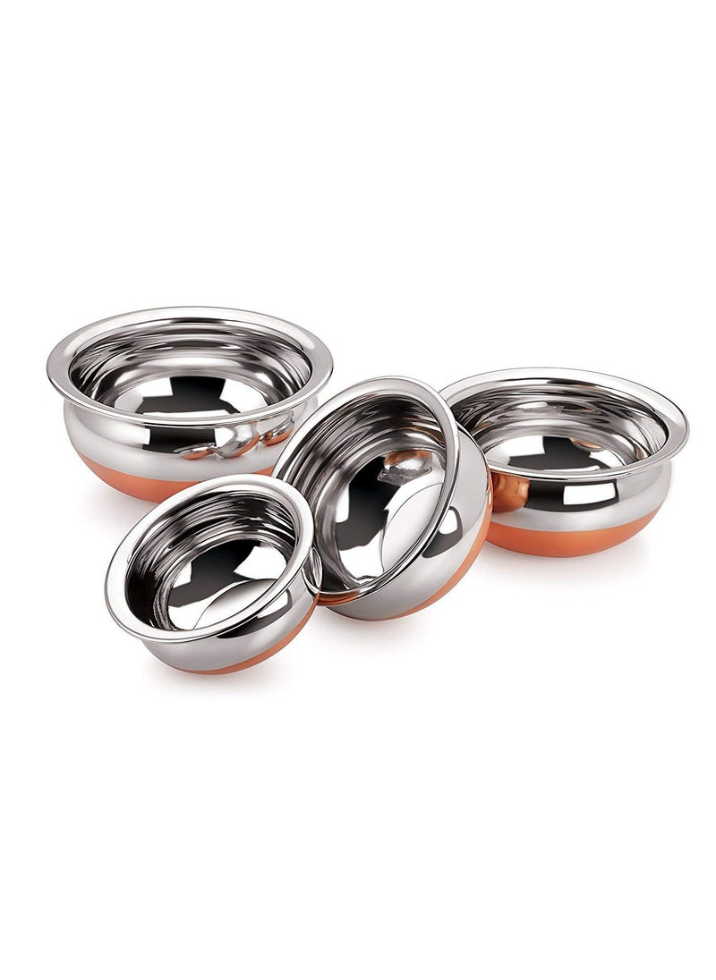 Nelix Stainless Steel Handi Set with Lid 500ml 800ml 1000ml 1200ml 1500ml 5 Pieces Silver