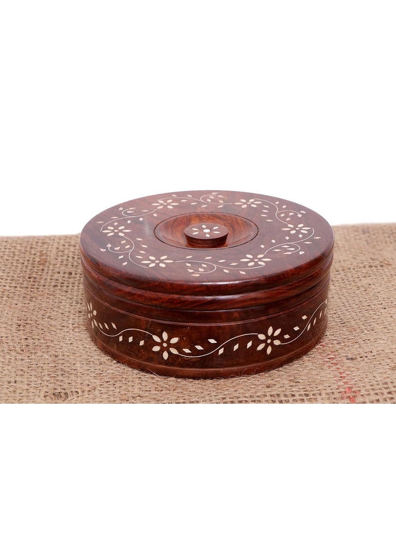 DELUXE WOOD HANDICRAFTS Hand Work chapati BoxPuri Boxparatha Box 1500 ml for Storage for hot case for Kitchen or Dining Table for Serving to Guests casserolle 10 6 inch with lid