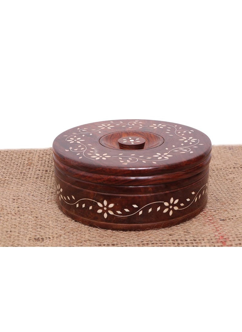 DELUXE WOOD HANDICRAFTS Hand Work chapati BoxPuri Boxparatha Box 1500 ml for Storage for hot case for Kitchen or Dining Table for Serving to Guests casserolle 10 6 inch with lid