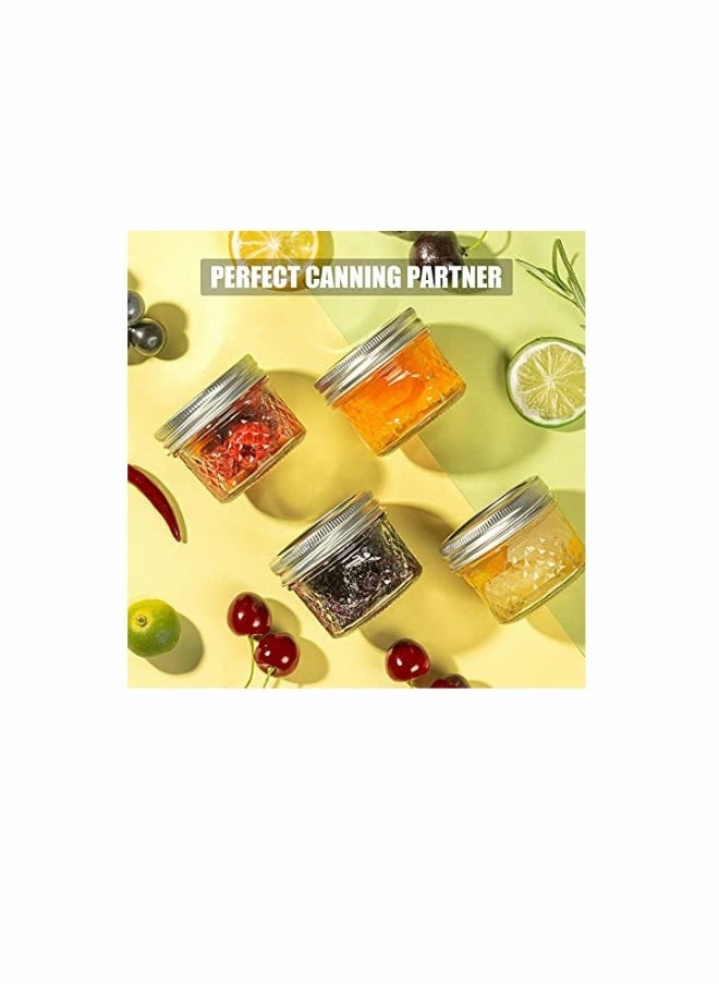 4 Oz Mason Jars Glass Mini Canning Jelly Jars with Airtight Regular Mouth Lids & Band, Quilted Crystal Jars for Jams, Spice, Food Storage, Wedding/Shower Favors, Preserves, Drinking-12 Pack