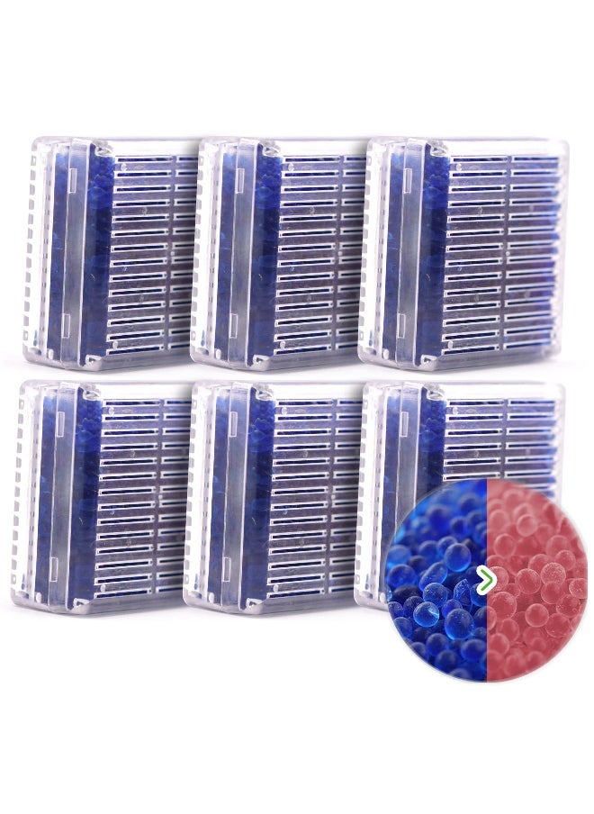 SYOSI Indicating Silica Gel Desiccant, ABS Box Desiccant 65g Reusable Silica Gel Desiccant for Car, Closet, Cabinet, Bag, Storage Box (6 Packs, Blue)