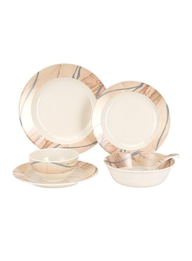 Royalford 32Pc Melamine Dinner Set ,break resistant ,freezer safe and Top Rack Dishwasher Safe Beige & Brown 10inch