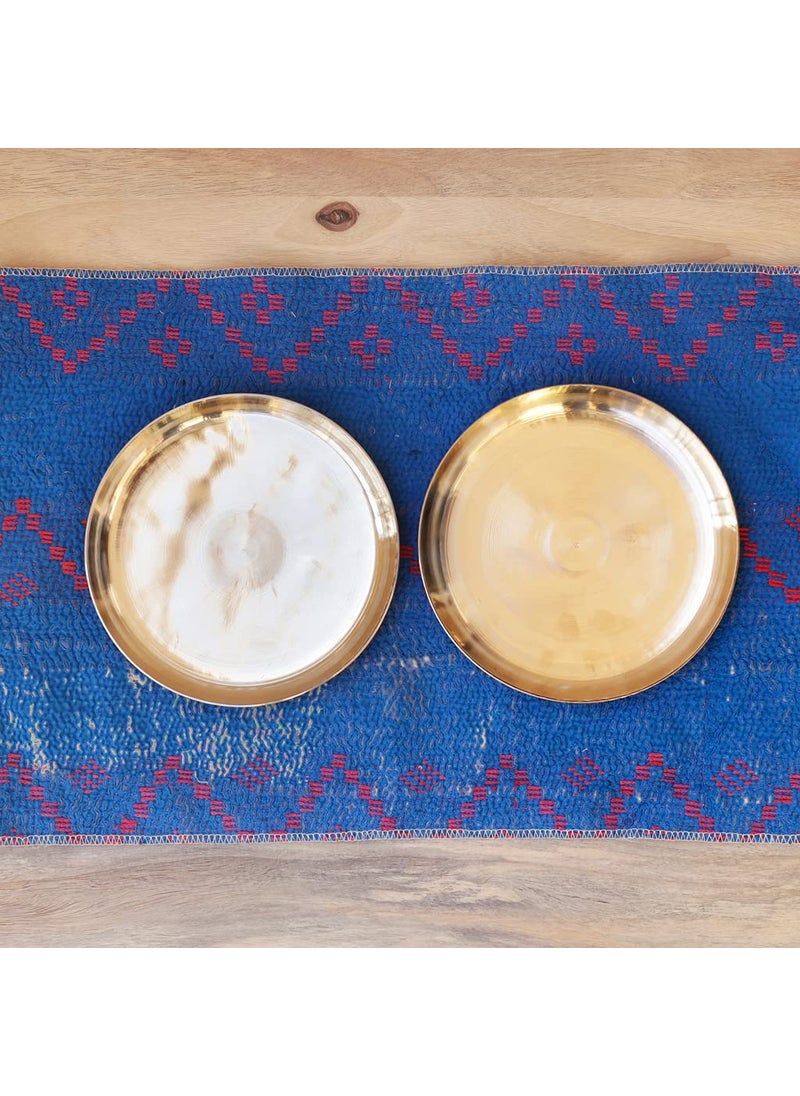 De Kulture Ayurveda Pure Kansa Bronze Compact Platters Appetiser Platter Dessert Plate Set of 2
