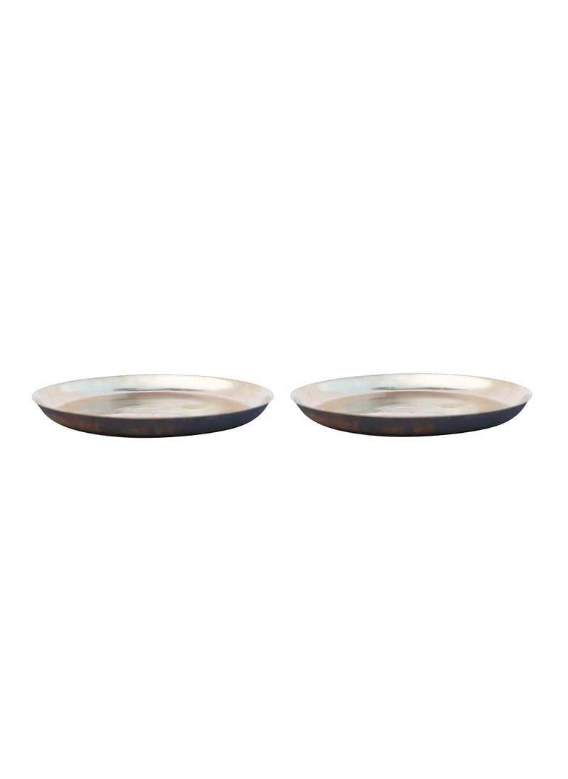 De Kulture Ayurveda Pure Kansa Bronze Compact Platters Appetiser Platter Dessert Plate Set of 2