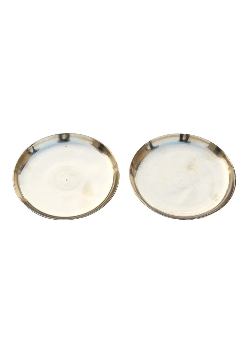 De Kulture Ayurveda Pure Kansa Bronze Compact Platters Appetiser Platter Dessert Plate Set of 2