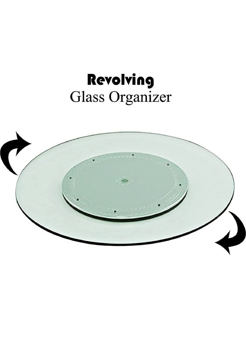 appeasy Revolving Turntable Serving Tray Revolving Tray for Dining Table Lazy Susan Revolving Toughened Glass Dining Table Centerpiece with Revolving disc Round18 Inches Orignal