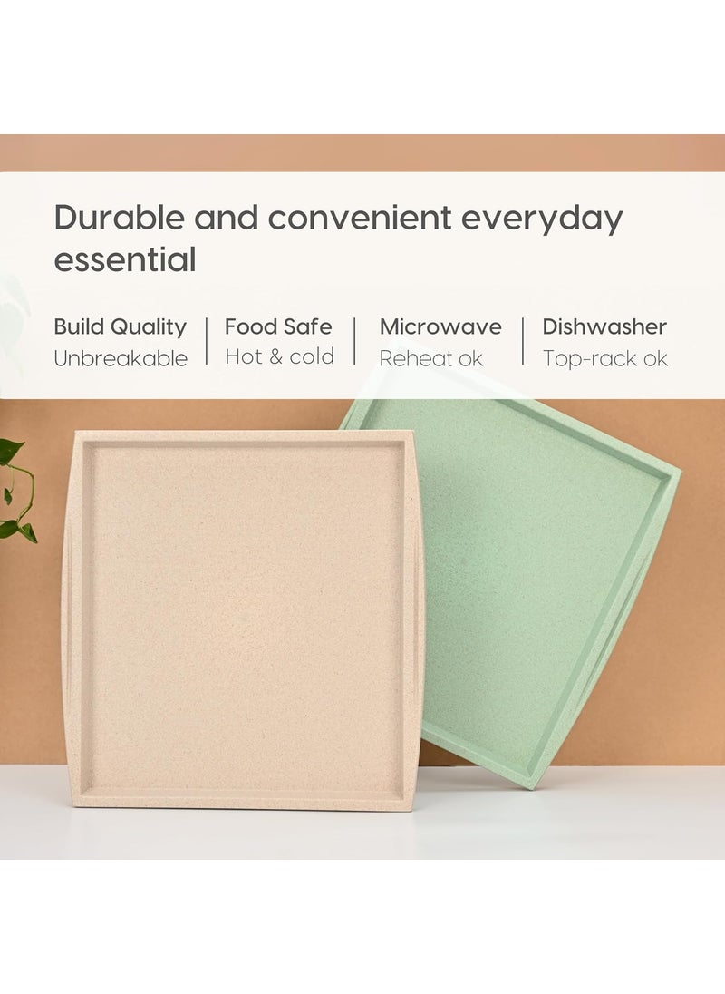 Eha Polypropylene Earth Friendly Square Trays for Serving Set of 2 11 Inch Serving Tray Made with Coffee Husk Rice Husk Tray Set for Serving TeaCoffeeSnacks InnoCele