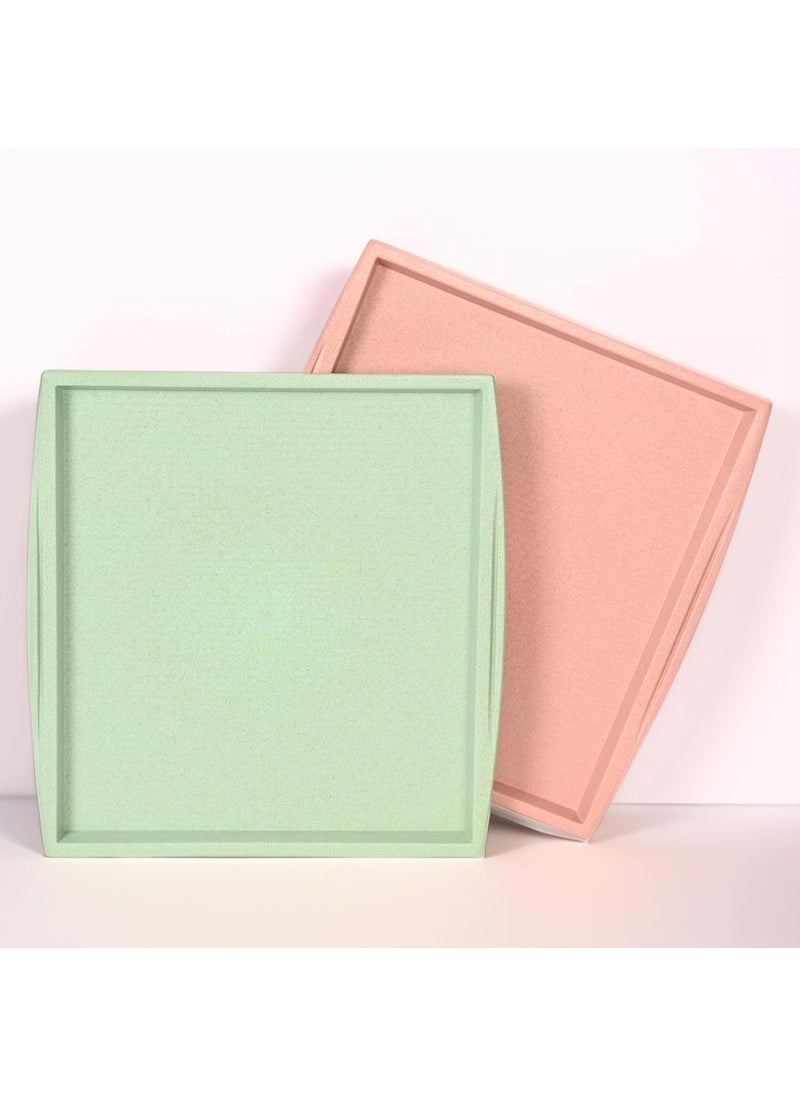 Eha Polypropylene Earth Friendly Square Trays for Serving Set of 2 11 Inch Serving Tray Made with Coffee Husk Rice Husk Tray Set for Serving TeaCoffeeSnacks InnoCele