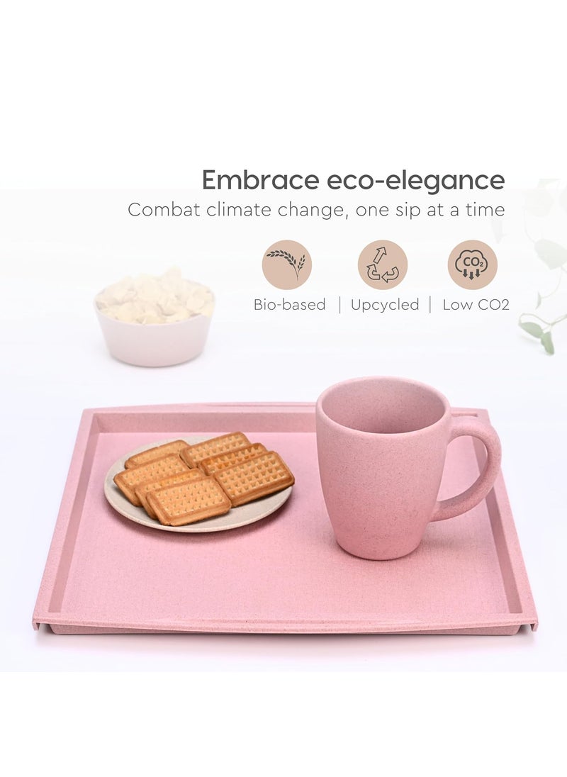 Eha Polypropylene Earth Friendly Square Trays for Serving Set of 2 11 Inch Serving Tray Made with Coffee Husk Rice Husk Tray Set for Serving TeaCoffeeSnacks InnoCele
