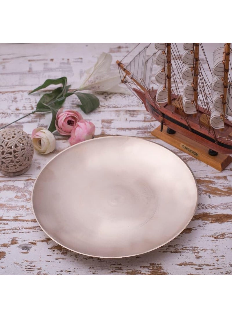 De Kulture Handmade Bronze Kansa Medium Staple Meal Plate Platter for Rice Biryani Ramen Noodle Macaroni Spaghetti and Pasta 7x1 DH Inches