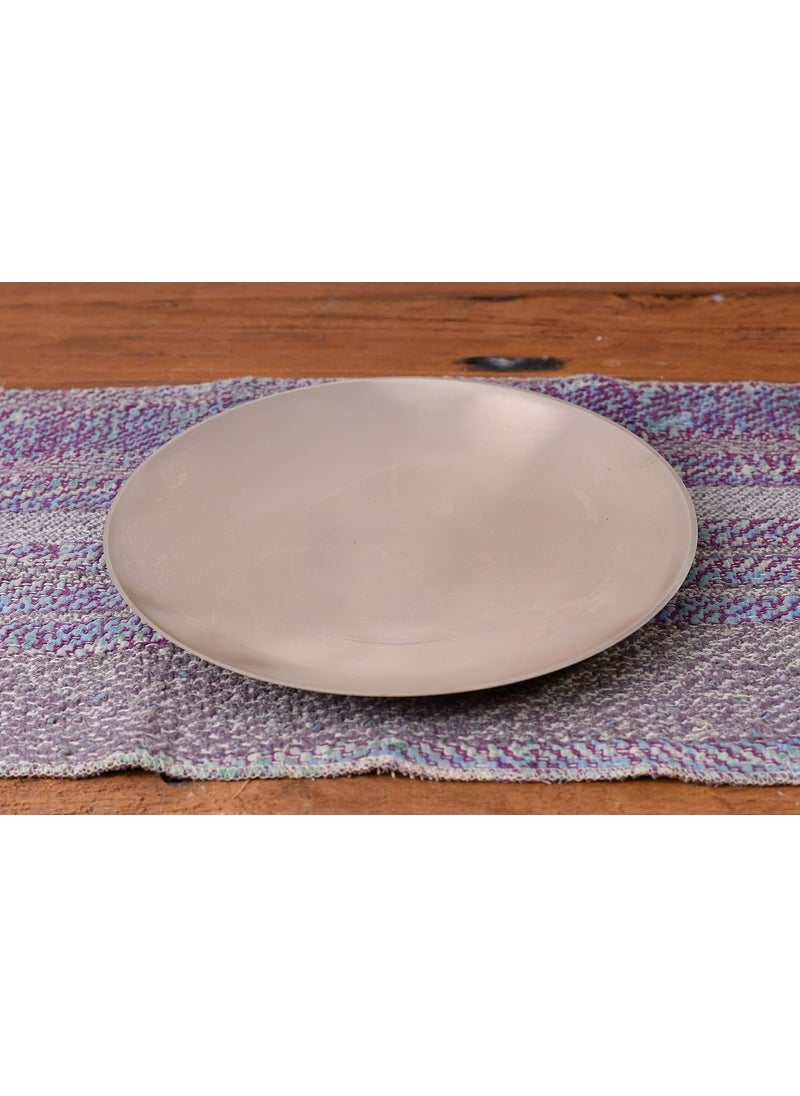 De Kulture Handmade Bronze Kansa Medium Staple Meal Plate Platter for Rice Biryani Ramen Noodle Macaroni Spaghetti and Pasta 7x1 DH Inches