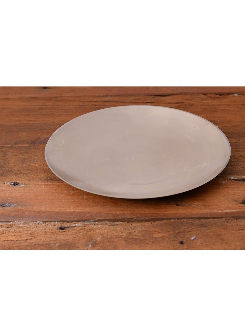 De Kulture Handmade Bronze Kansa Medium Staple Meal Plate Platter for Rice Biryani Ramen Noodle Macaroni Spaghetti and Pasta 7x1 DH Inches