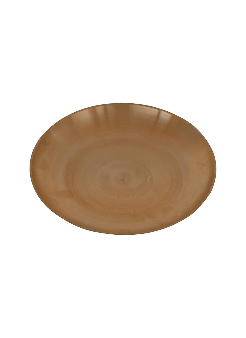 De Kulture Handmade Bronze Kansa Medium Staple Meal Plate Platter for Rice Biryani Ramen Noodle Macaroni Spaghetti and Pasta 7x1 DH Inches