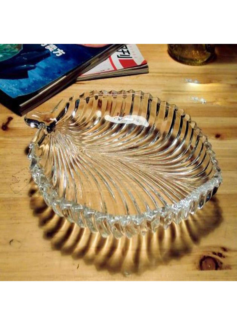 DECOR VIBES Glass Leaf Style Serving Platter Serving Dessert and Snacks PlatterTray for Holi Birthday and Wedding Party Pack of 2