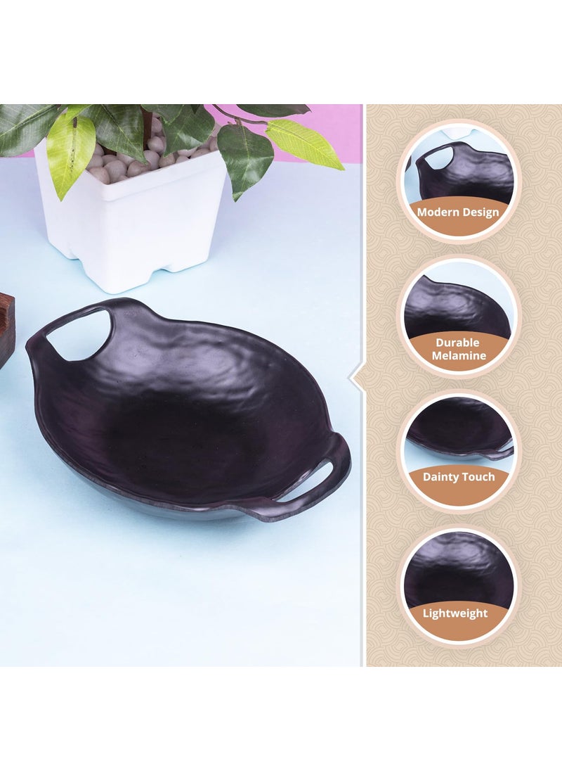 Market99 Melamine Serving Kadai 220ml Black Melamine Serving Platter for Serving Snacks and Cookies Serveware for Breakfast Lunch and Dinner