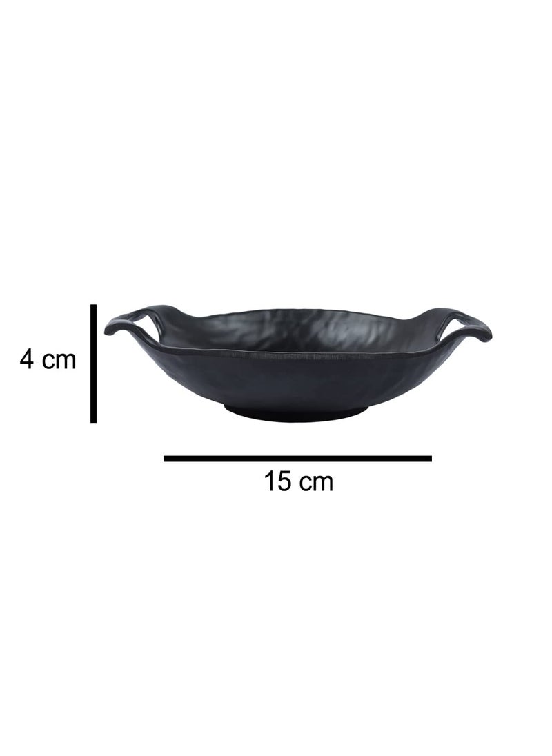 Market99 Melamine Serving Kadai 220ml Black Melamine Serving Platter for Serving Snacks and Cookies Serveware for Breakfast Lunch and Dinner