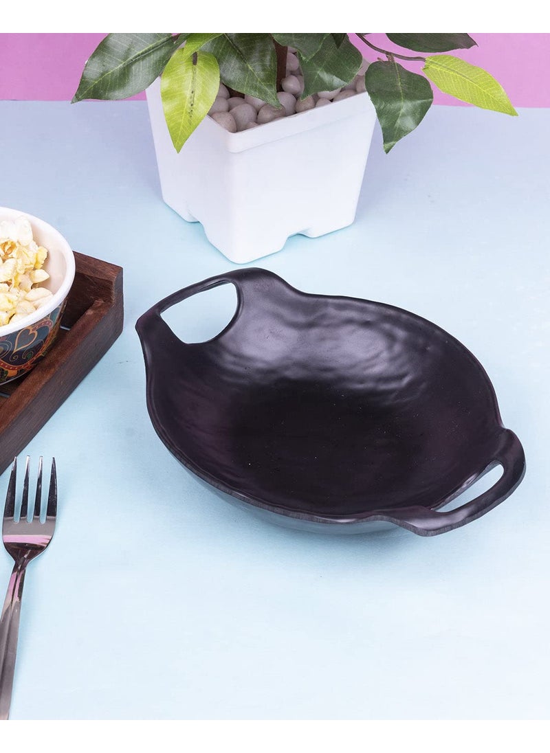 Market99 Melamine Serving Kadai 220ml Black Melamine Serving Platter for Serving Snacks and Cookies Serveware for Breakfast Lunch and Dinner