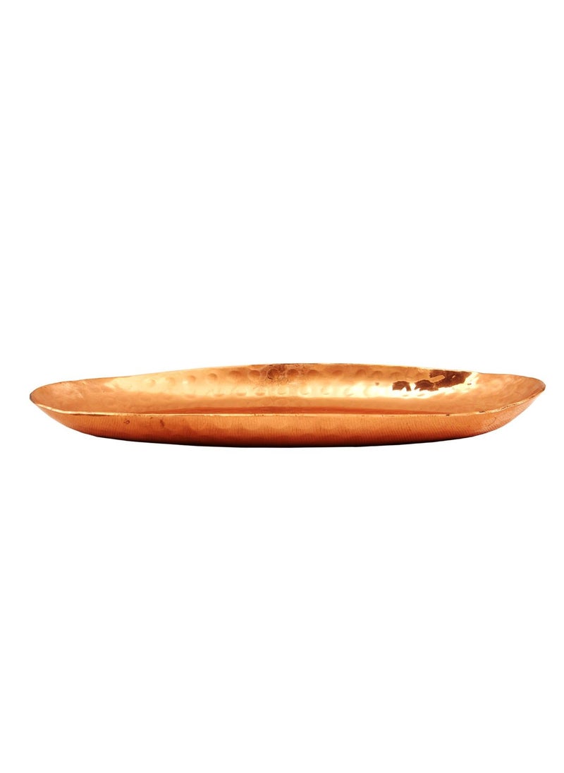 INDIAN ART VILLA Copper Oval Serving Tray Hammered Design Platter Elegant Serveware for Versatile Serving Width 4 Inch Rustic Charm for Your Table