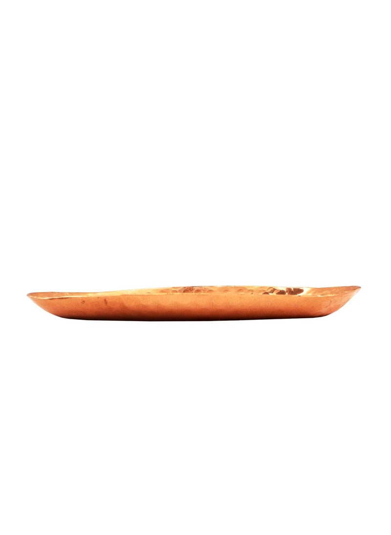 INDIAN ART VILLA Copper Oval Serving Tray Hammered Design Platter Elegant Serveware for Versatile Serving Width 4 Inch Rustic Charm for Your Table