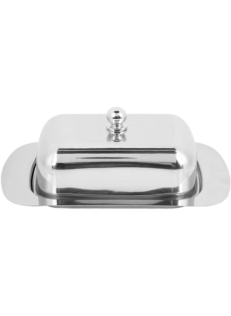 appeasy Stainless Steel Butter Plate Tray Rectangular Butter Dish with Lid1 Pc Silver