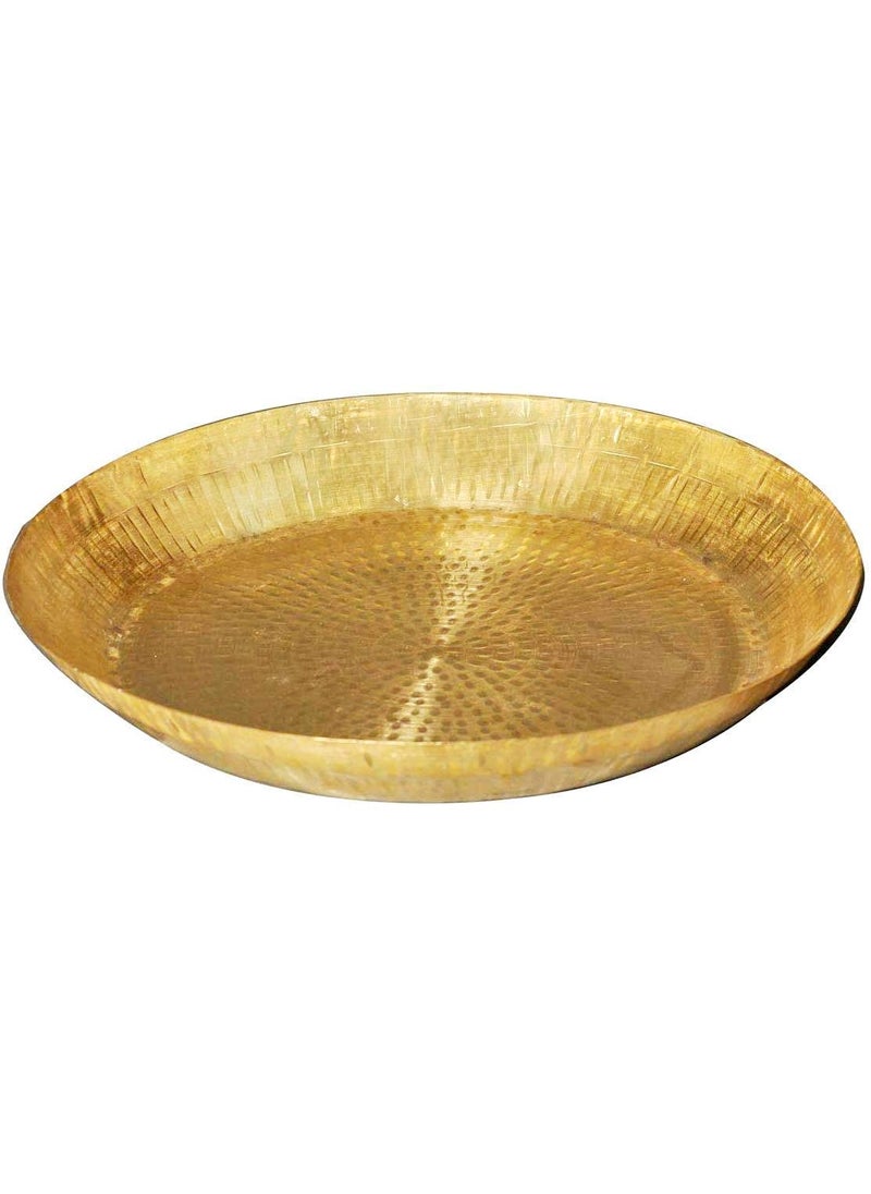 KARMBHUMI Kitchen King Brass Platter 13INCH Handmade Pure Brass ParatPlatter Hammered Design Pital ka Big Parat