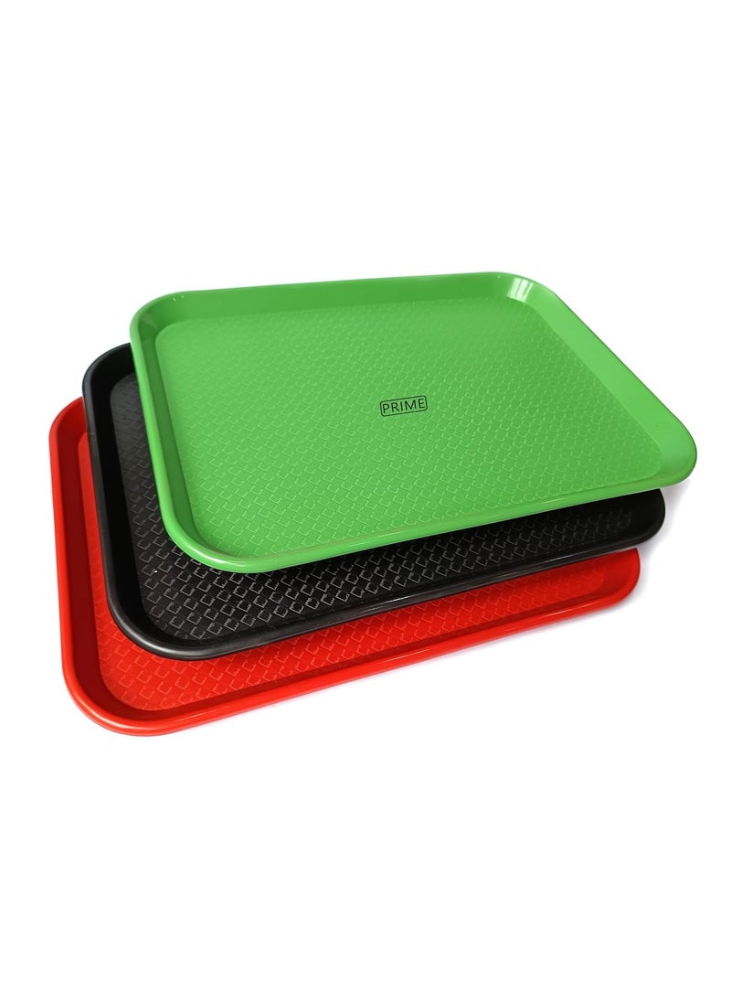Prime Bakers and Moulders Large Serving rectangular Plastic Platter Tray 16 Inches X 12 Inches Set of 3