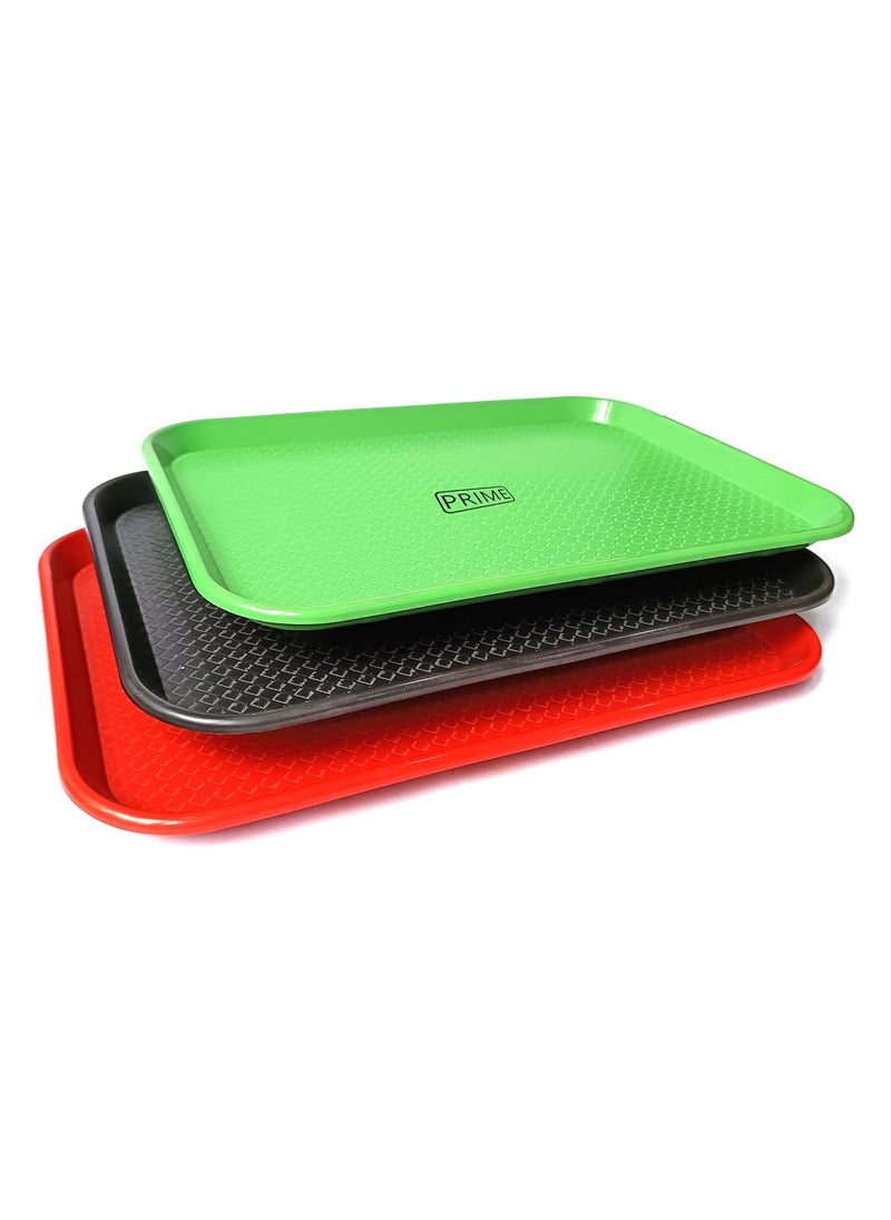 Prime Bakers and Moulders Large Serving rectangular Plastic Platter Tray 16 Inches X 12 Inches Set of 3