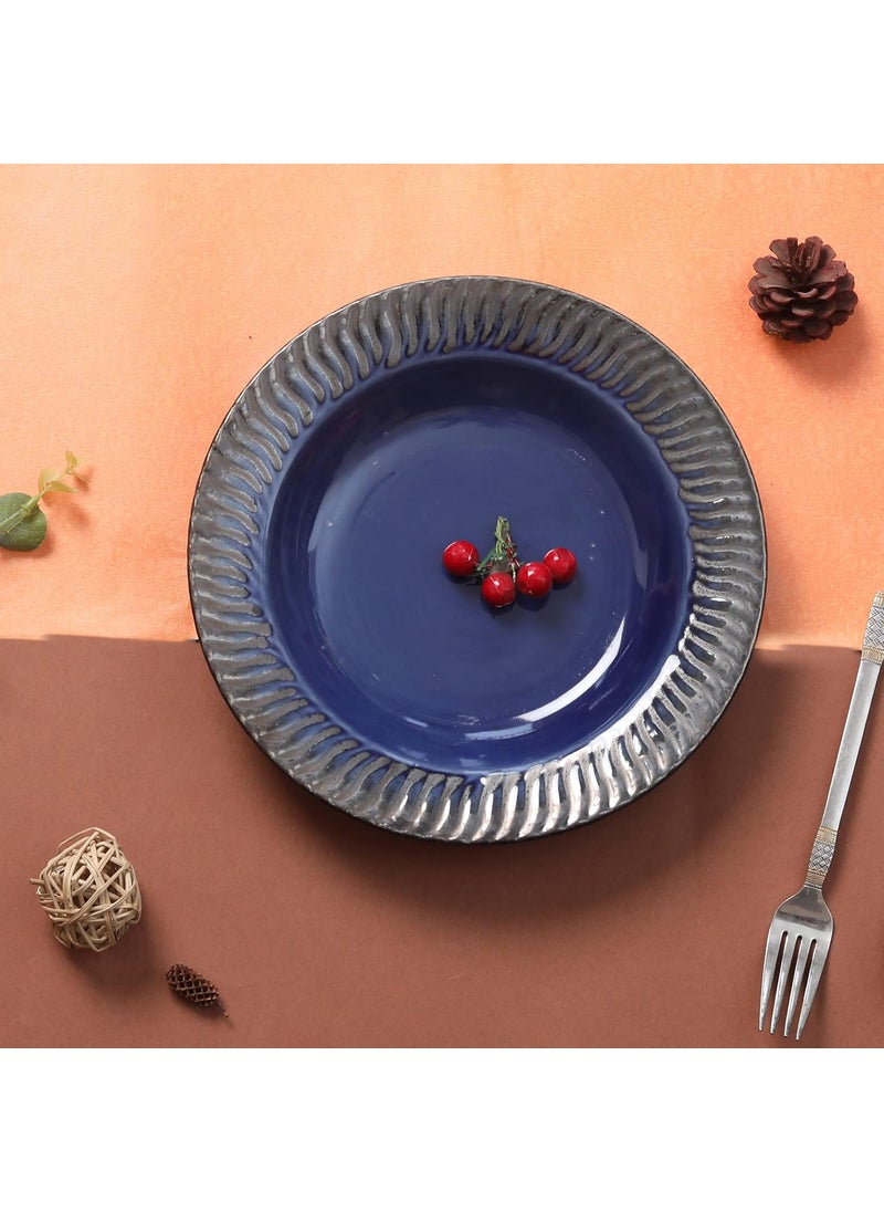 Lupaava Ceramic Pasta Plate Soup Plate Snack Plate Size 9 inch Microwave Safe Oven Safe Set of 1 Plates Blue