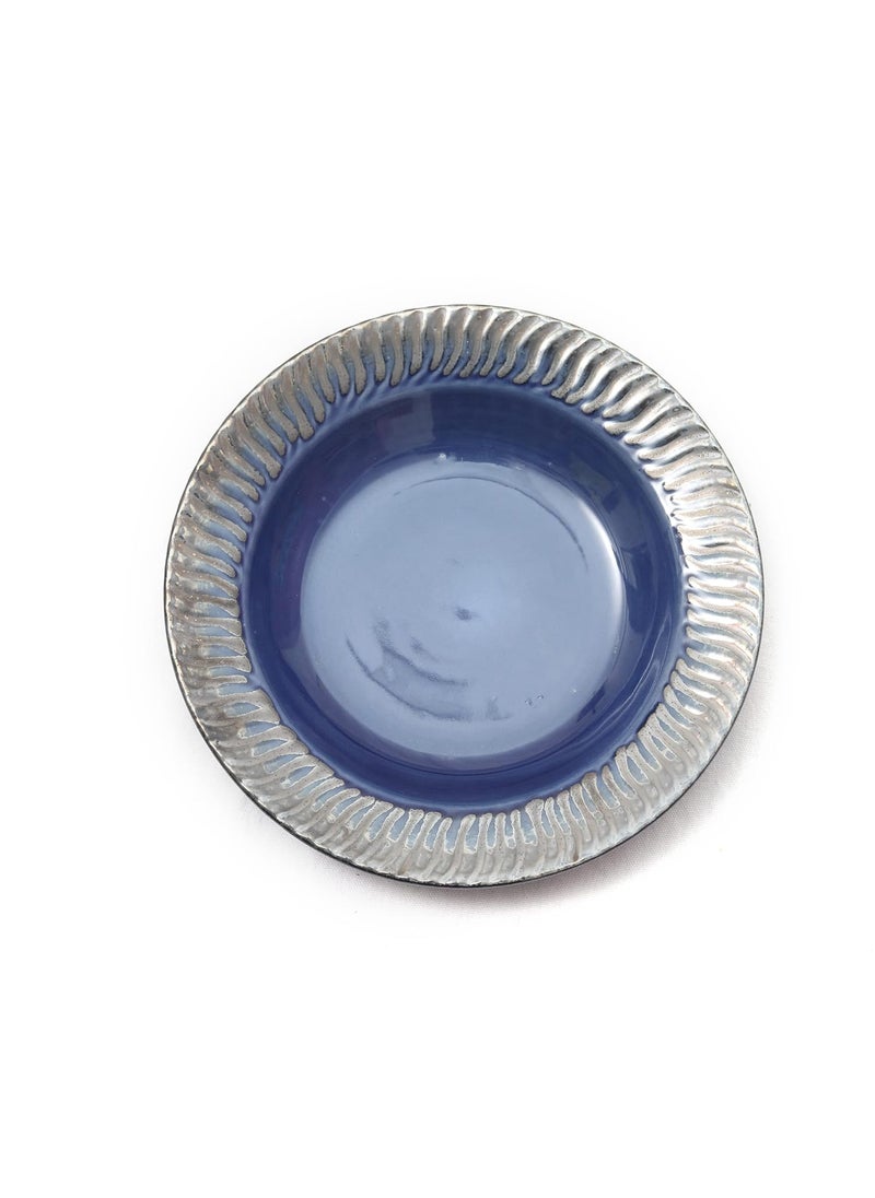 Lupaava Ceramic Pasta Plate Soup Plate Snack Plate Size 9 inch Microwave Safe Oven Safe Set of 1 Plates Blue