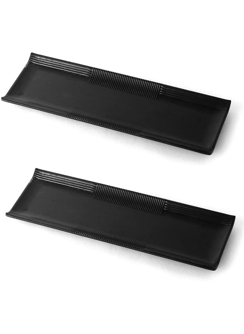 Improvhome Long Black Melamine Rectangle Serving Platter Dessert Food Parties Black Matt Black Size 33 X 11 cm Pack of 2