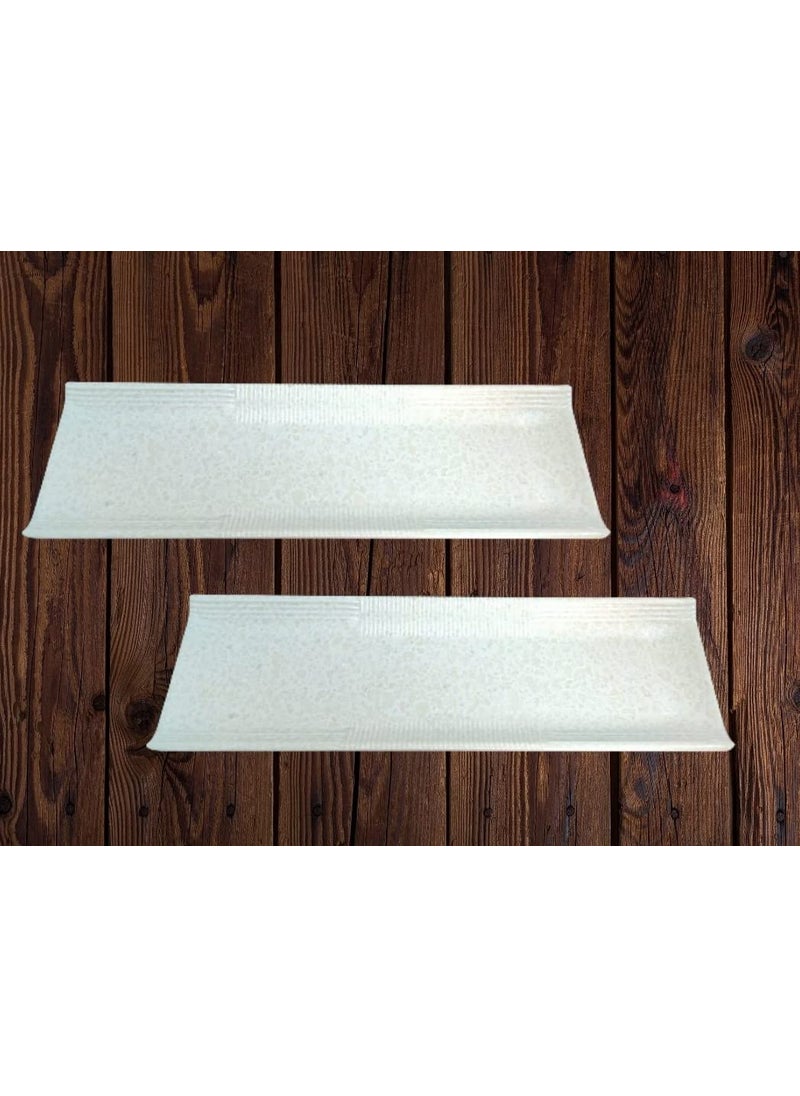 Home Decorise Melamine Rectangle French Fries Momos Serving Platter with 1 Dip Bowl Paneer Tikka Serving Dessert and Snacks PlatterTray Marble White Pack of 3