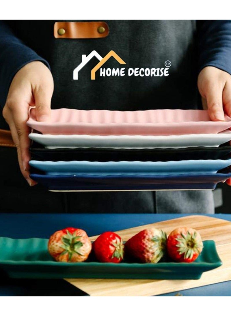 Home Decorise Melamine Rectangle French Fries Momos Serving Platter with 1 Dip Bowl Paneer Tikka Serving Dessert and Snacks PlatterTray Marble White Pack of 3