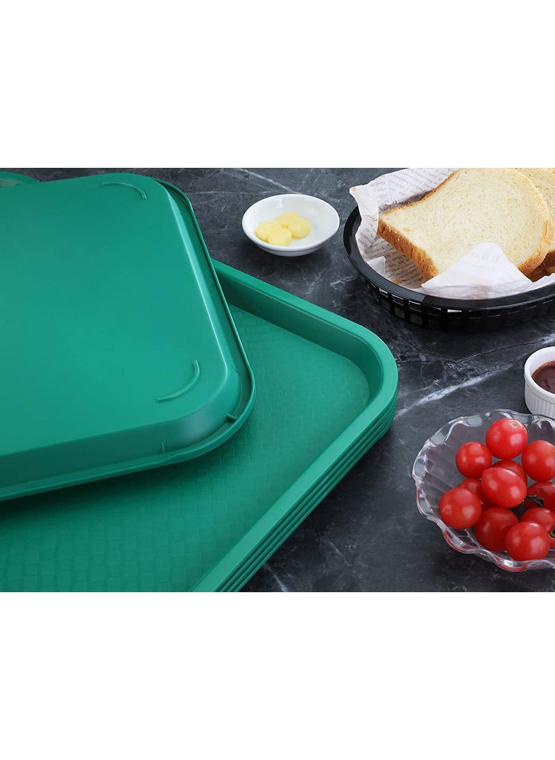 Improvhome Serving PlatterLarge Tray Made of Premium Plastic Rectangular Shape Length 16 Inches X Breadth 12 Inches 4 Green Tray
