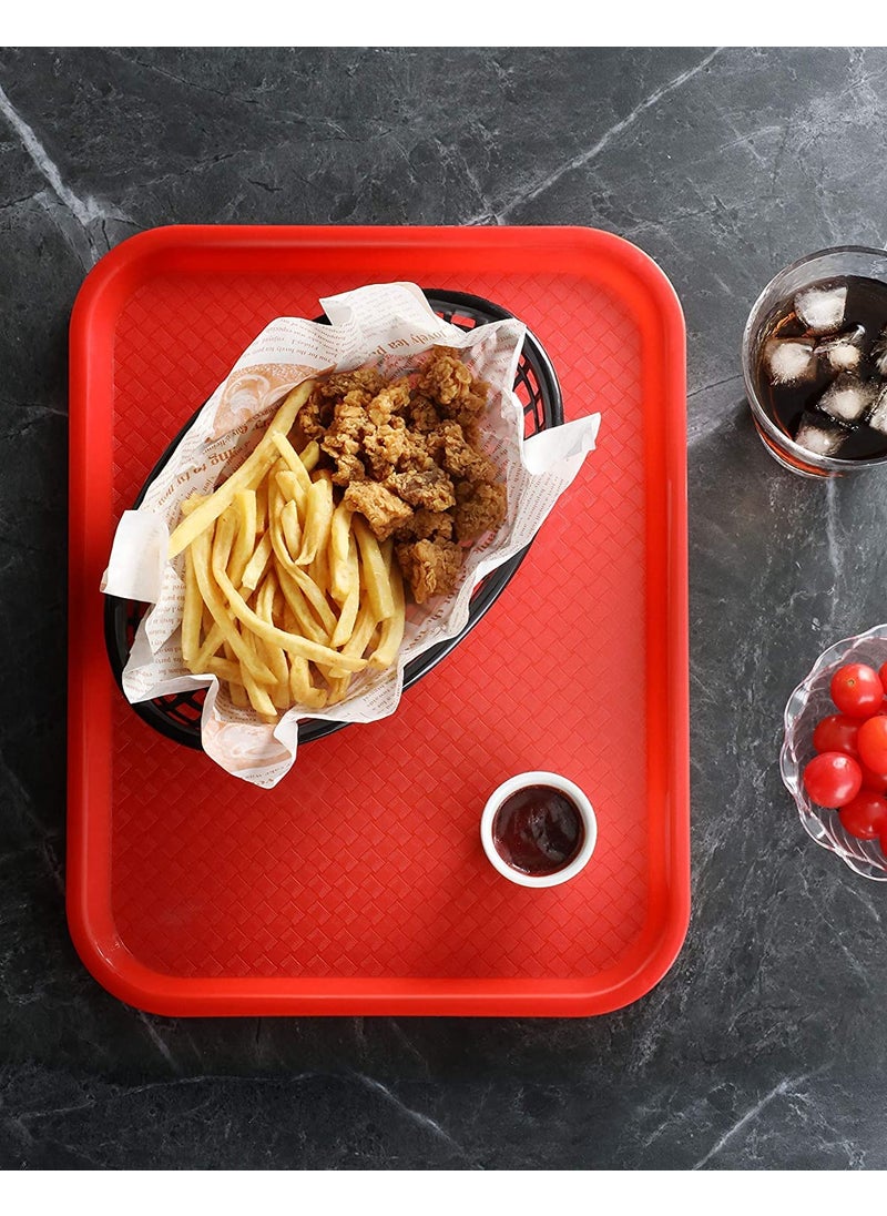 Improvhome Serving PlatterLarge Tray Made of Premium Plastic Rectangular Shape Length 16 Inches X Breadth 12 Inches 4 Red Tray