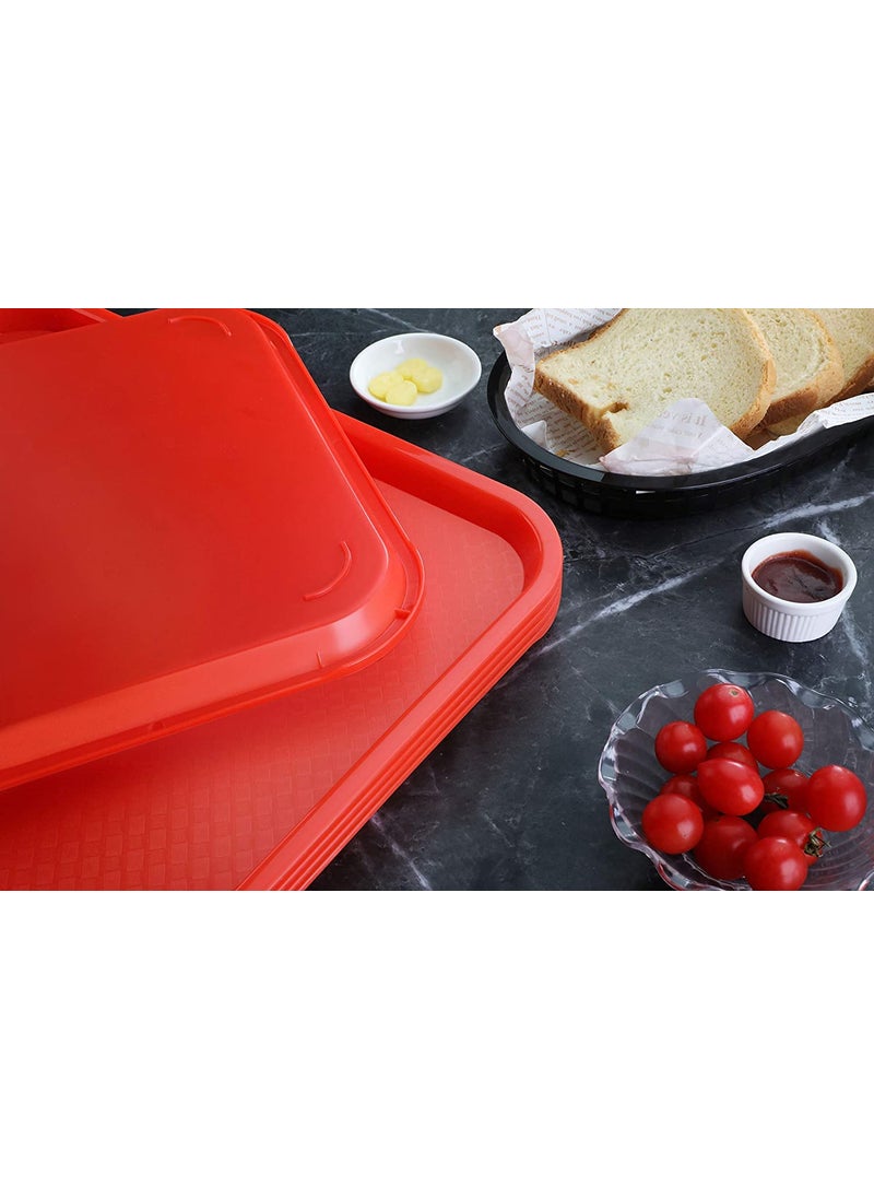 Improvhome Serving PlatterLarge Tray Made of Premium Plastic Rectangular Shape Length 16 Inches X Breadth 12 Inches 4 Red Tray