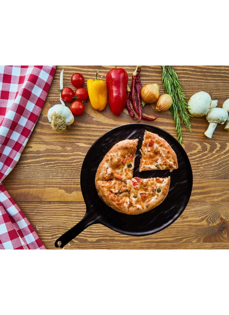 Home Decorise Melamine Round Pizza Pasta Serving Platter with 2 Dip Bowl Unbreakable Serving Dessert and Snacks PlatterTray Combo Pack of 3 Matt Black 105 Inch