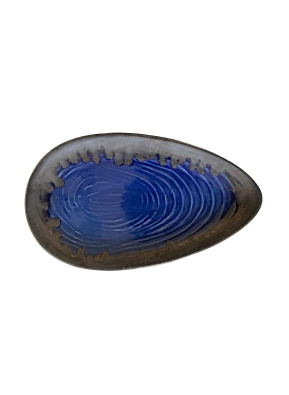ALTAICA Ceramic Serving Platter Plate Oval Shape for Snacks Starter Salad Pasta Tray Heavy Quality Ceramic Serving Platters Perfect for Modern Kitchen Blue