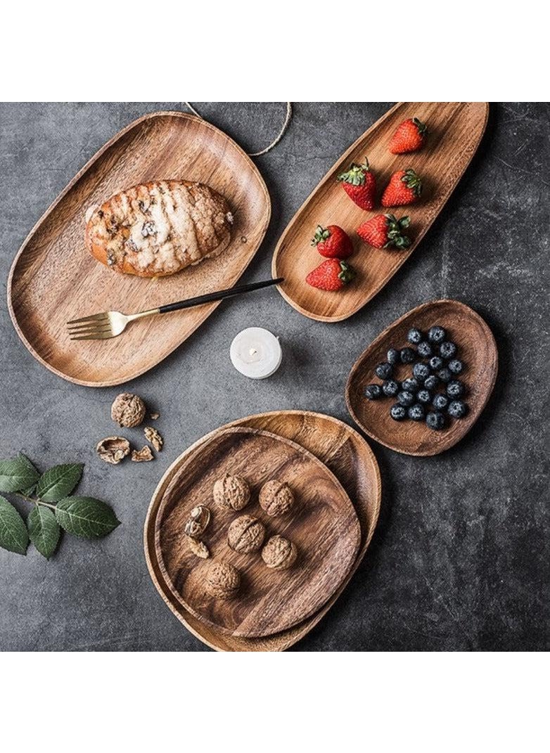 appeasy Wooden Platter Wooden Serving Tray Appetizer Plate Snacks Serving Plate for Home Kitchen and Cafe Restaurant Pack of 4