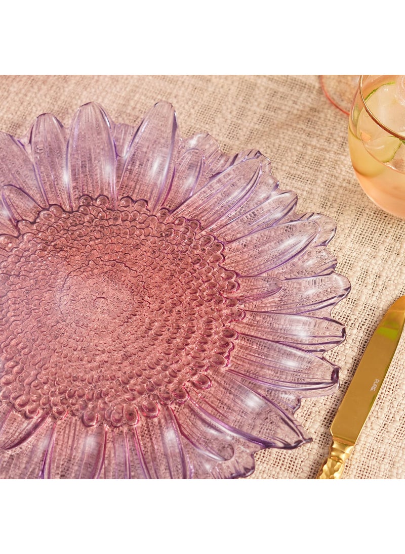Pure Home Living Set of 2 Pink Purple Ombre Gerbera Glass Dinner Plates
