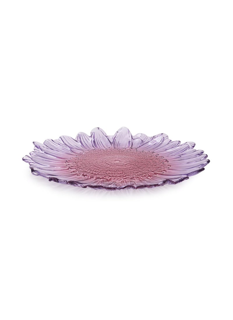 Pure Home Living Set of 2 Pink Purple Ombre Gerbera Glass Dinner Plates