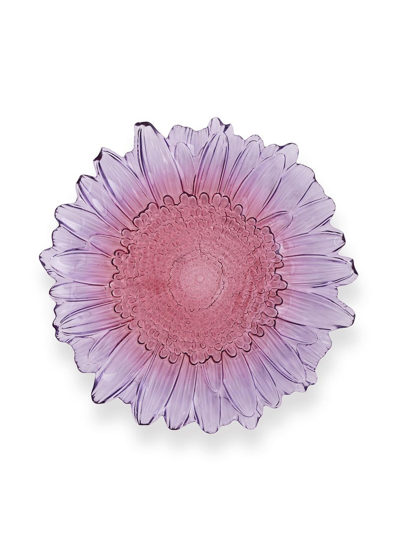 Pure Home Living Set of 2 Pink Purple Ombre Gerbera Glass Dinner Plates